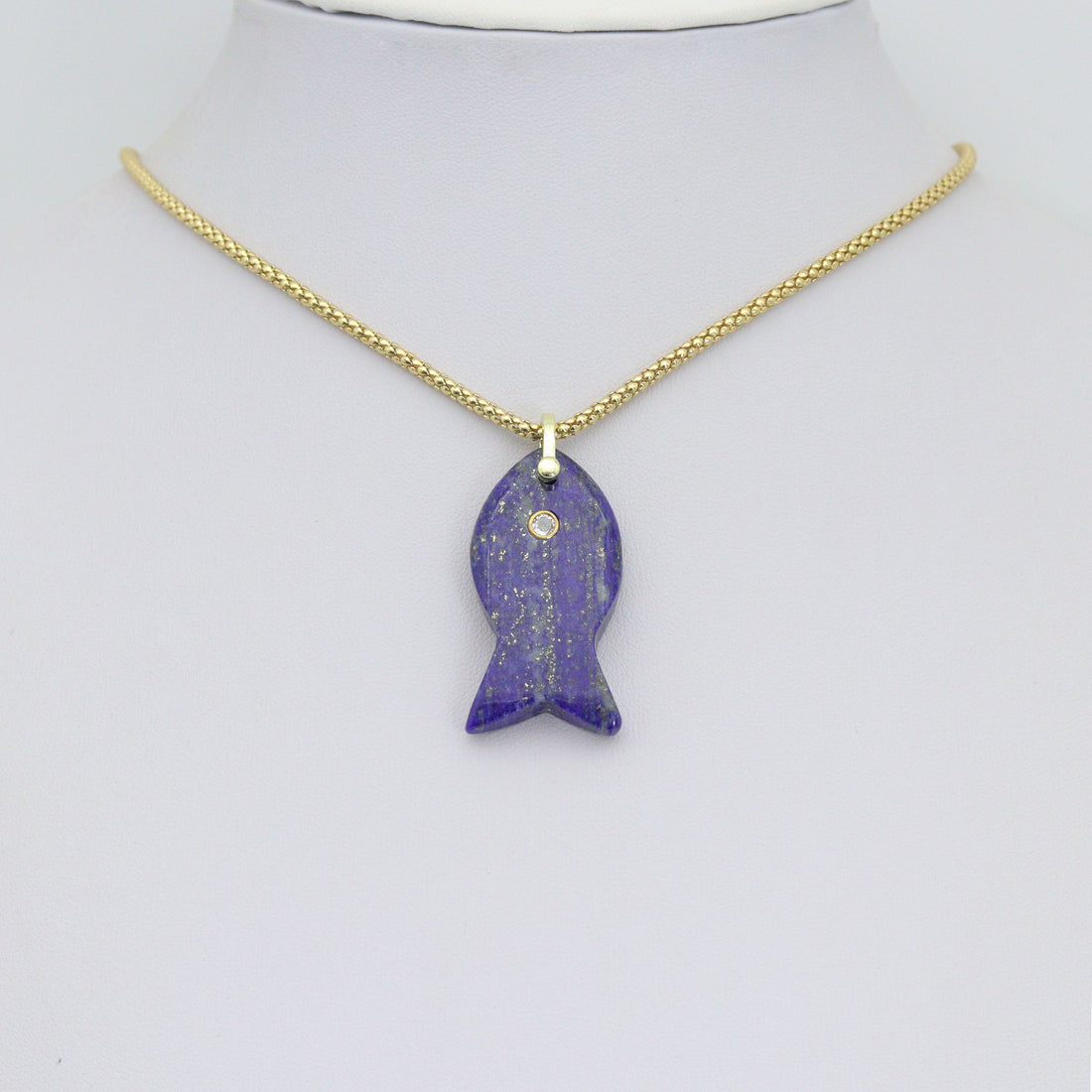 Natural Gemstone Fish Charm Pendant, Sku#LY31