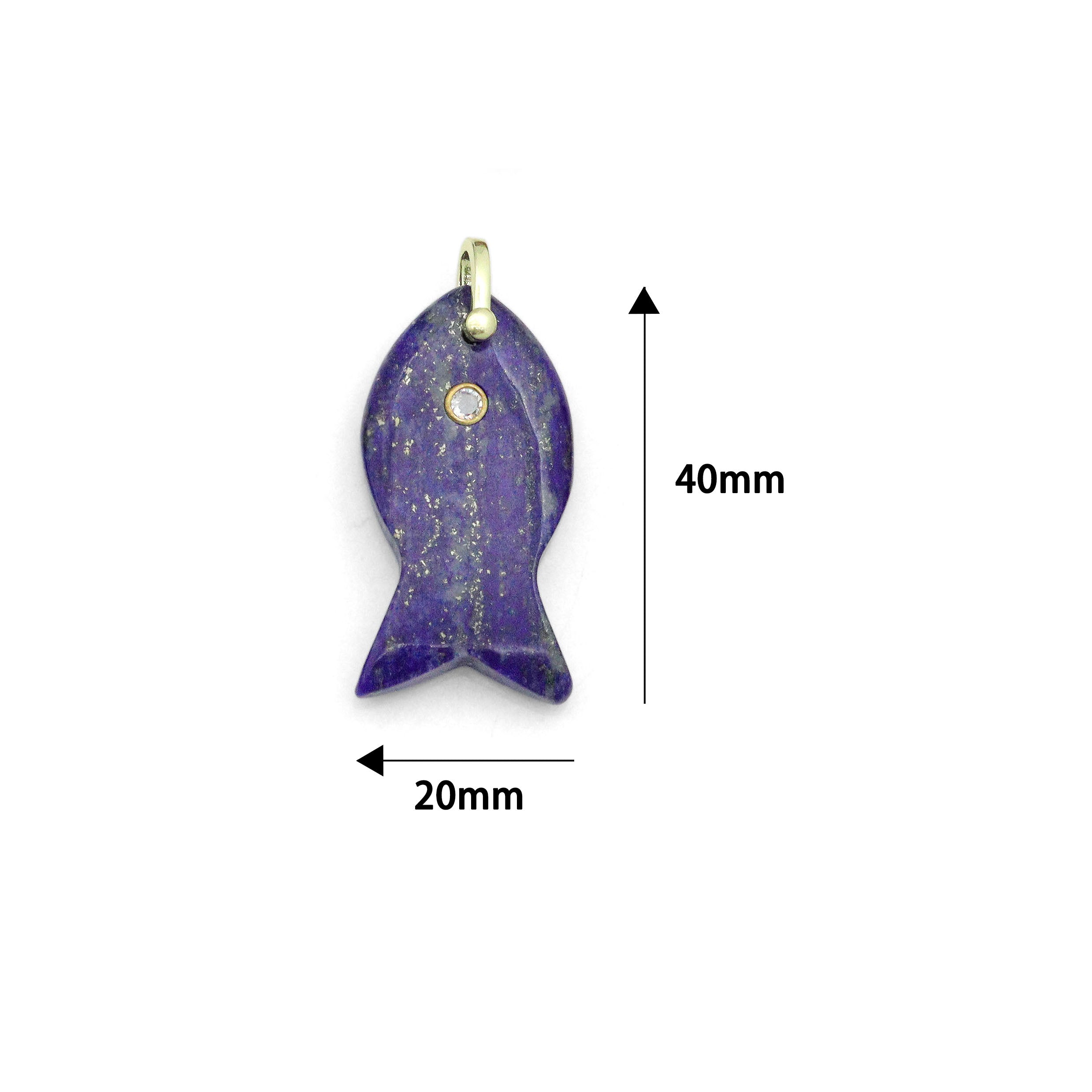 Natural Gemstone Fish Charm Pendant, Sku#LY31