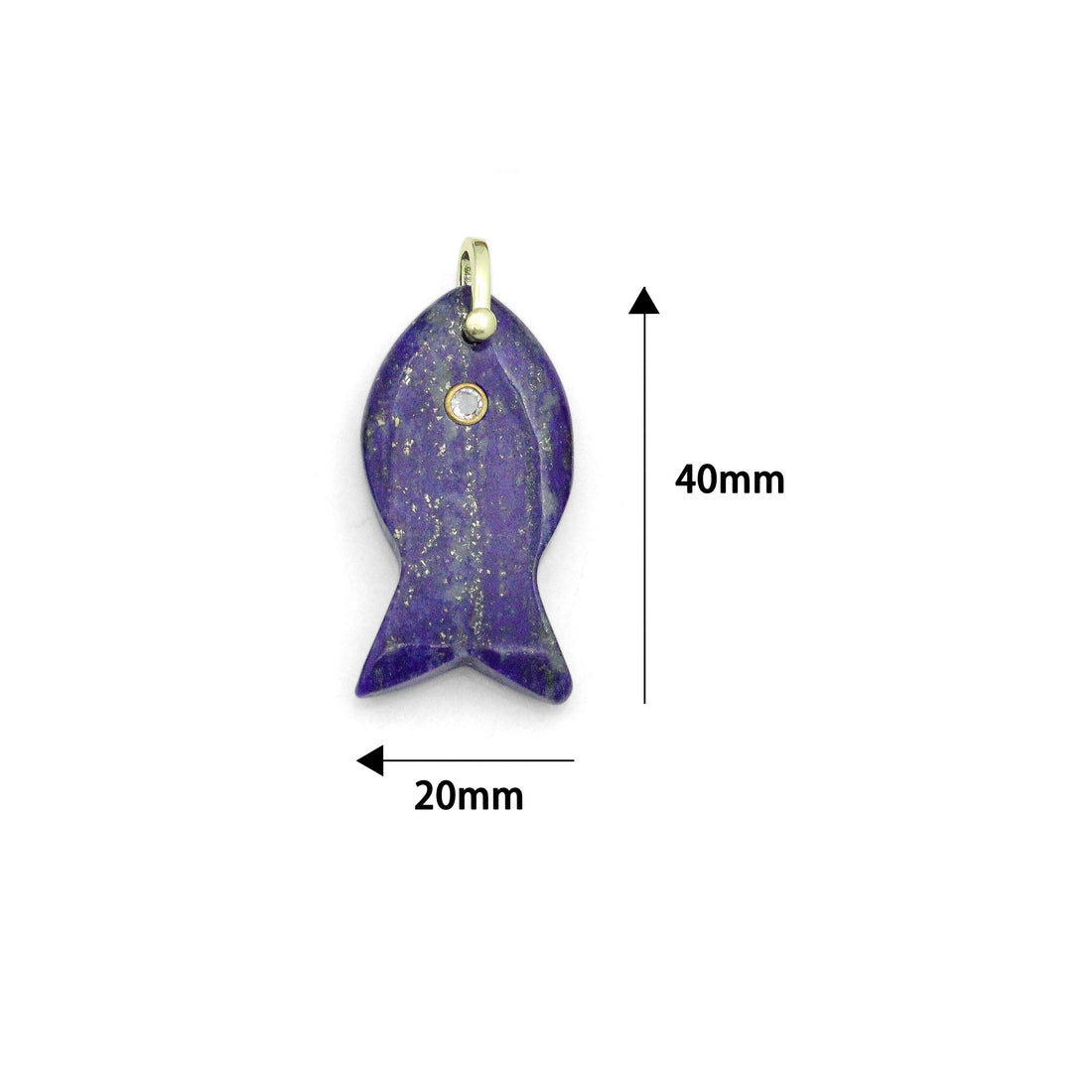Natural Gemstone Fish Charm Pendant, Sku#LY31
