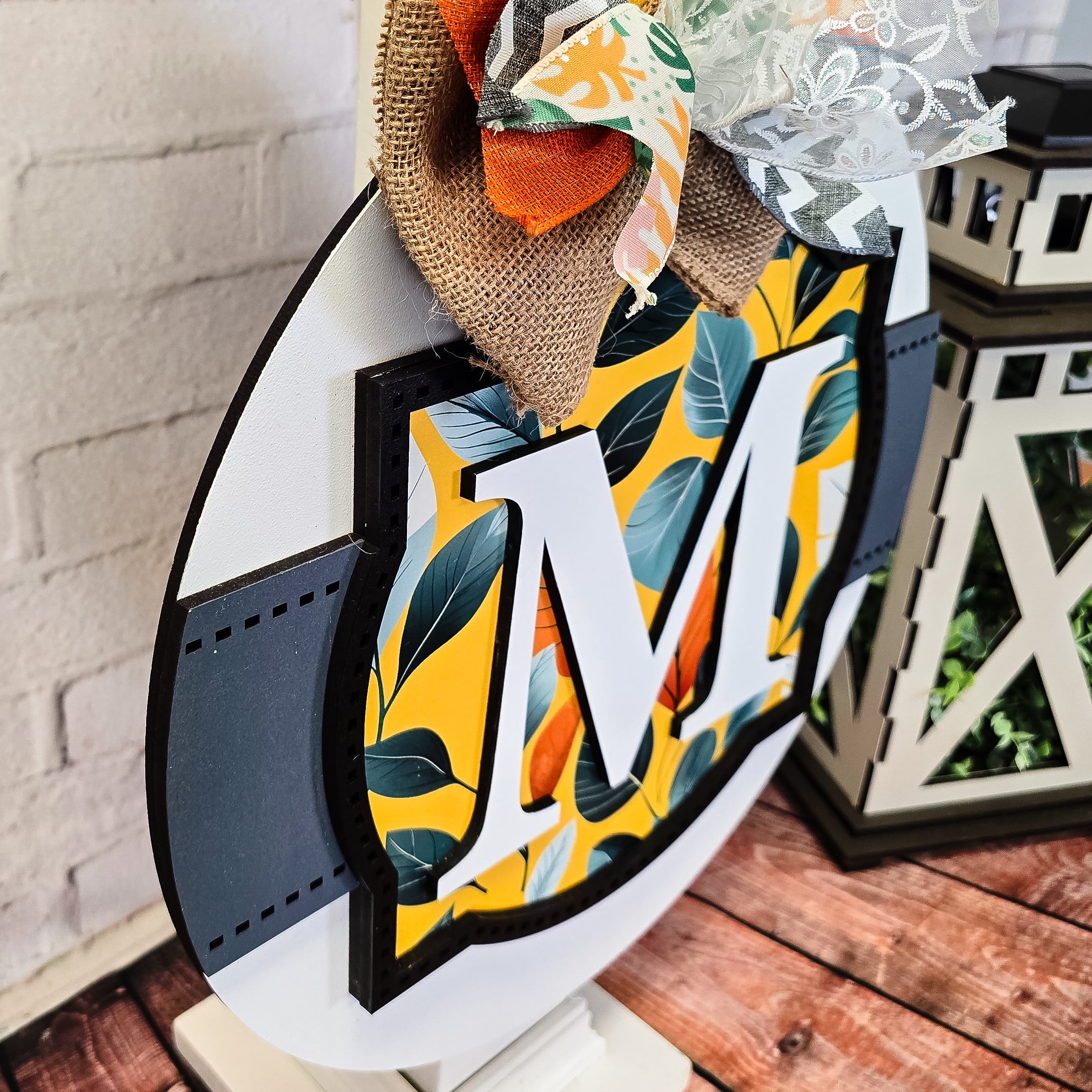 Monogram Frame and Banner Door Hanger - DIY Unfinished Kit - Lvl 2