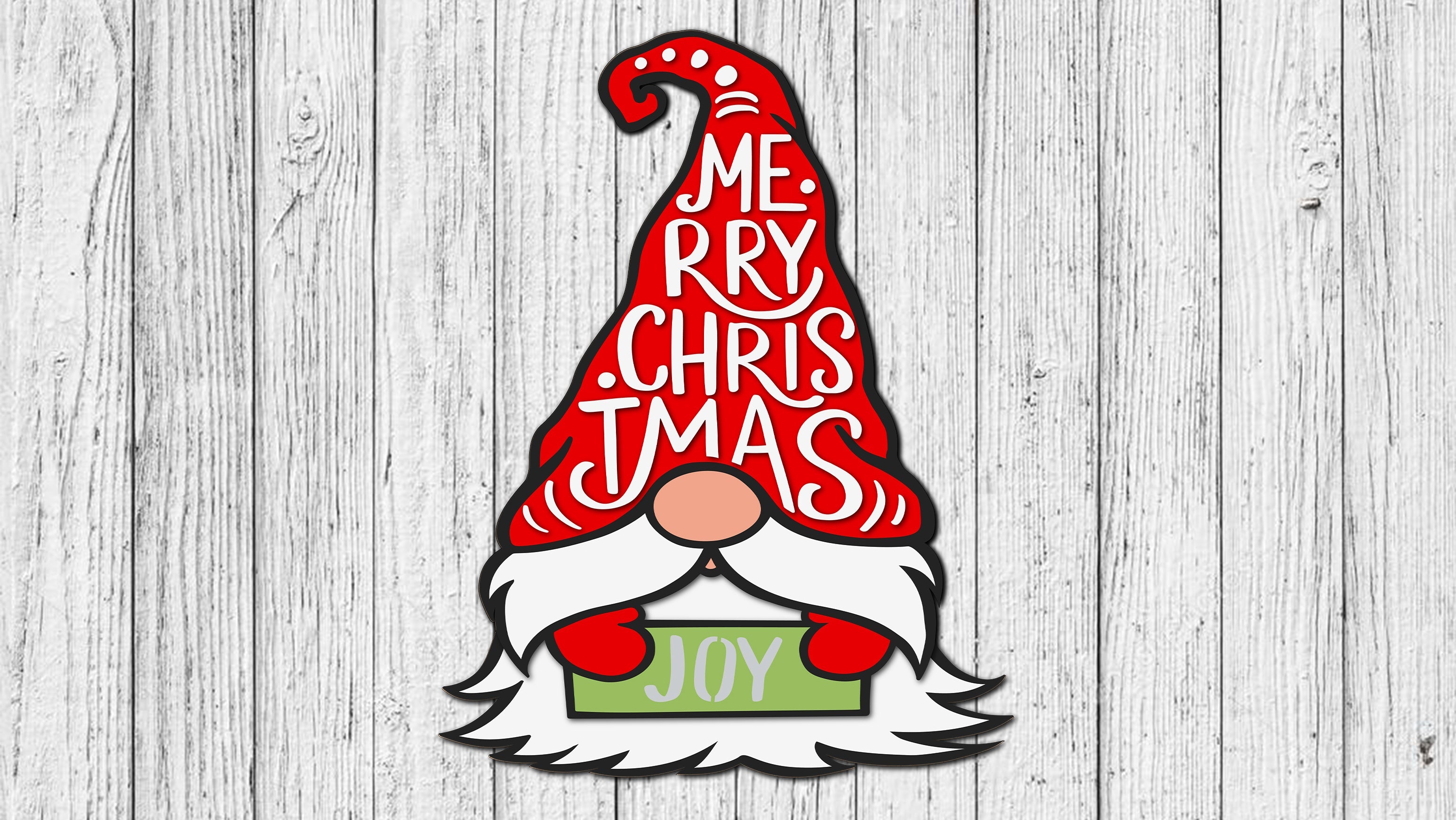 Merry Christmas Joy Gnome Door Hanger - DIY Unfinished Kit - Lvl 1