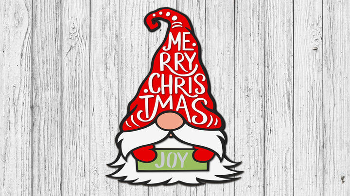 Merry Christmas Joy Gnome Door Hanger - DIY Unfinished Kit - Lvl 1