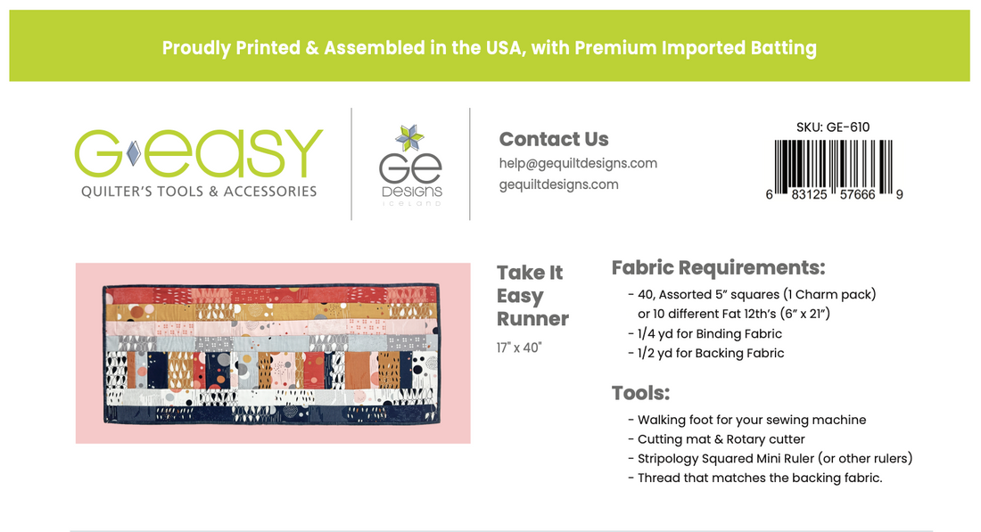 Quilt-As-You-Go Batting Kit - Take It Easy Runner
