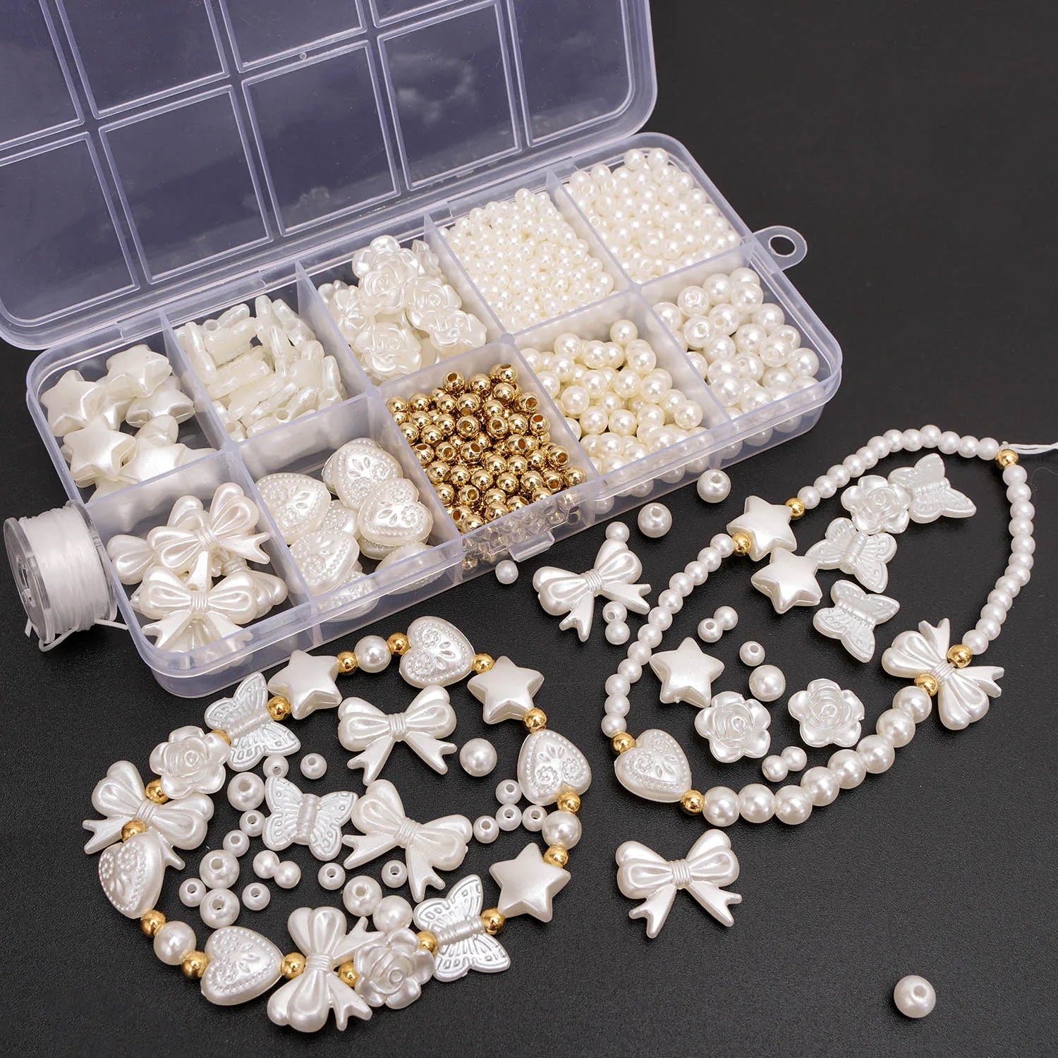 800 Piece Faux Pearl Beading Kit Jewelry Making
