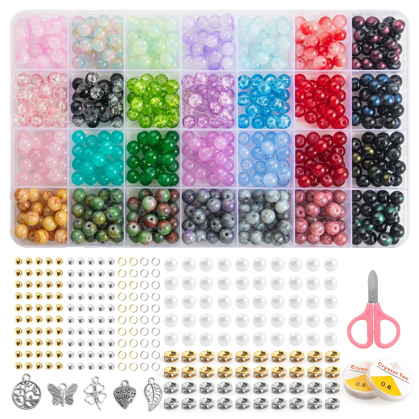 28 Color Glass Beads Bracelet Making Kit