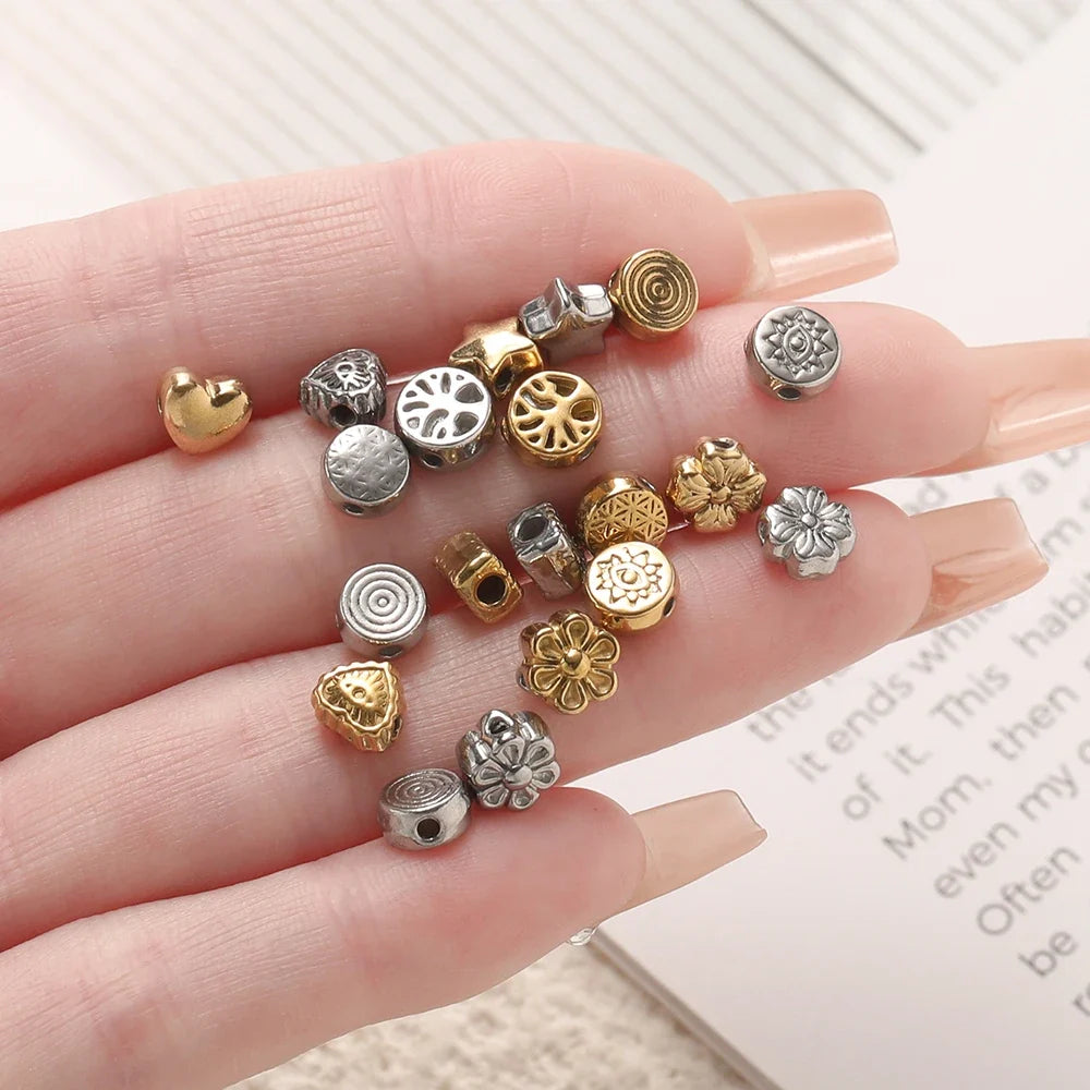 10 Piece Gold Stainless Steel Spacer Beads