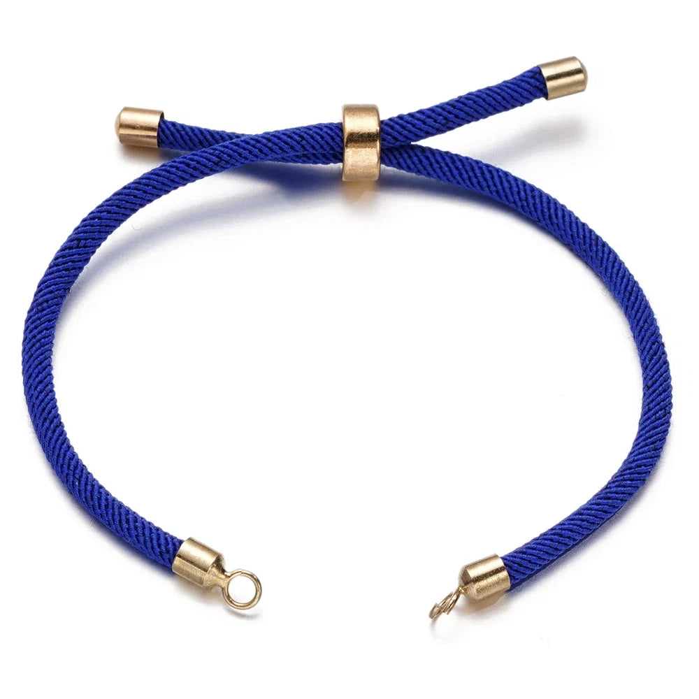 1pc Adjustable Nylon Braided Twisted Cords Slider Friendship Bracelets with Brass Cord End for Jewelry Making DIY Findings