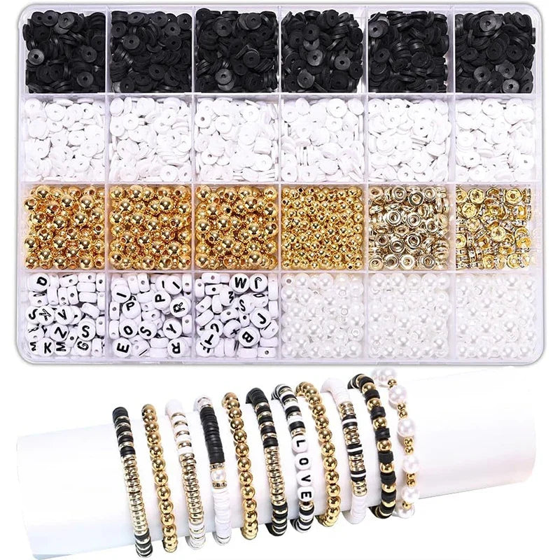 DIY Clay Beads Bracelet Making Kit Golden Letters