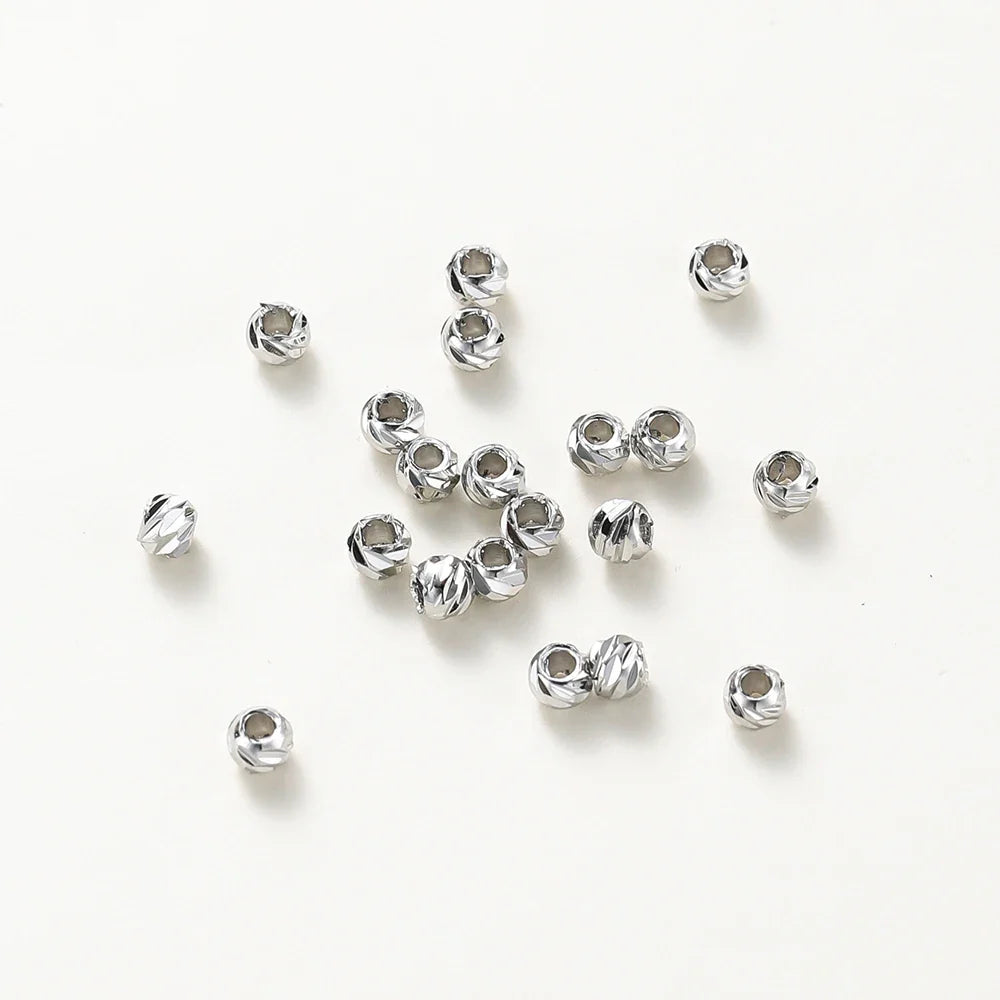 20pcs/lot 14K 18K Gold Round Loose Beads Bracelet Necklace Spacer Brass Beads For DIY Earing Making Accessories Whosale Findings