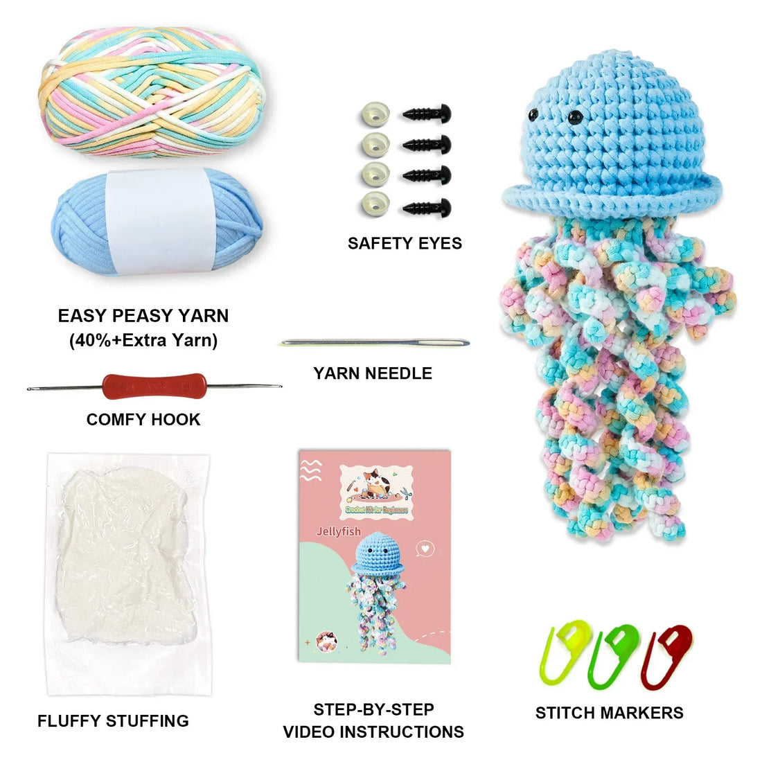 Jellyfish Kawaii Crochet Kit for Beginners DIY