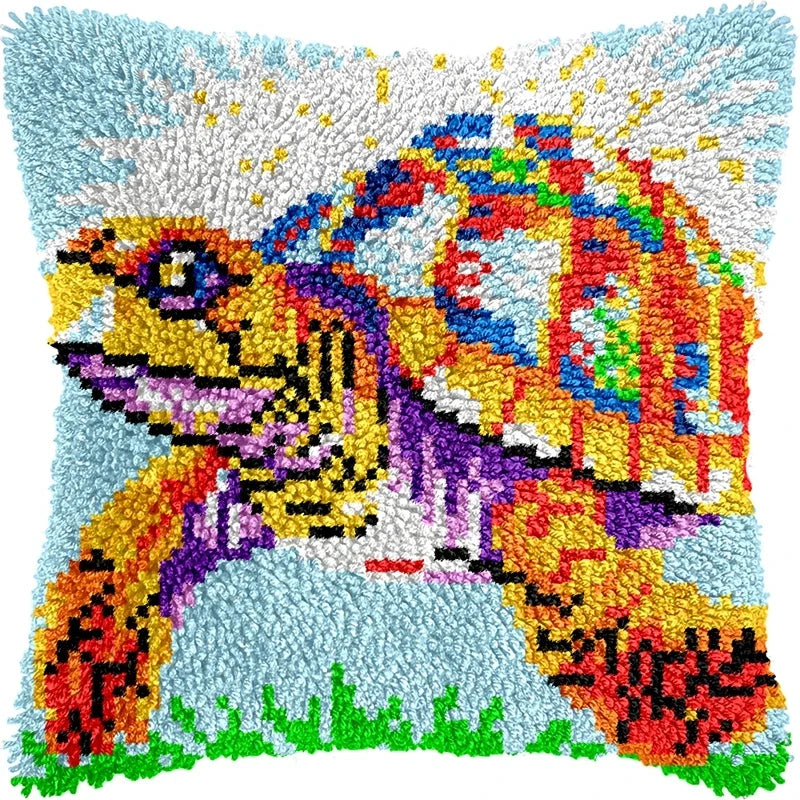 Lighthouse Sailing Latch Hook Set Embroidery Latch Hook Kit Marine Animals Latch Hook Pillow Set Button Pad Package Handmade DIY