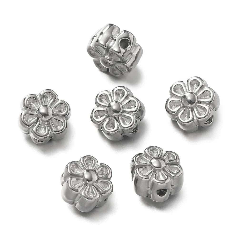 10 Piece Gold Stainless Steel Spacer Beads