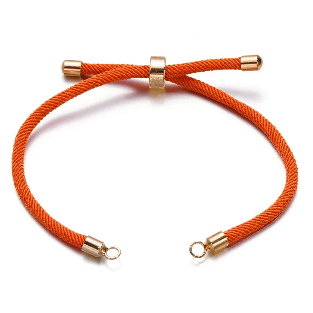 1pc Adjustable Nylon Braided Twisted Cords Slider Friendship Bracelets with Brass Cord End for Jewelry Making DIY Findings