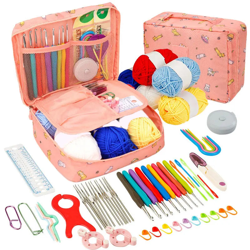 Beginner Crochet Kit with Yarn Hooks Portable