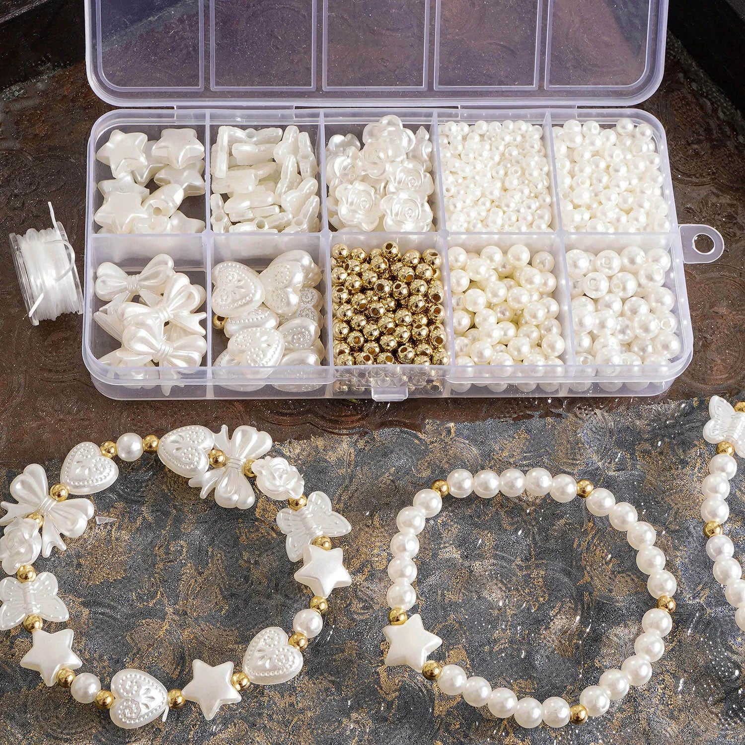 800 Piece Faux Pearl Beading Kit Jewelry Making