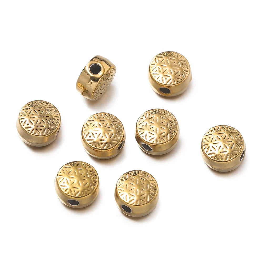 10 Piece Gold Stainless Steel Spacer Beads