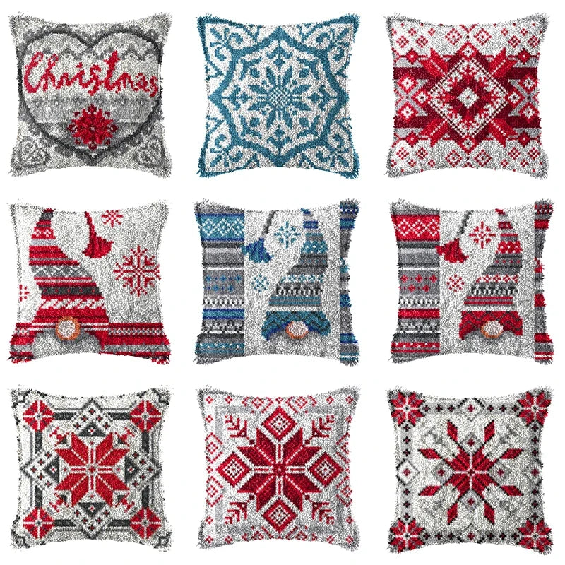 DIY Latch Hook Rug Kits Snowman Santa Claus Hat Embroidery Cushion Pillow Cover