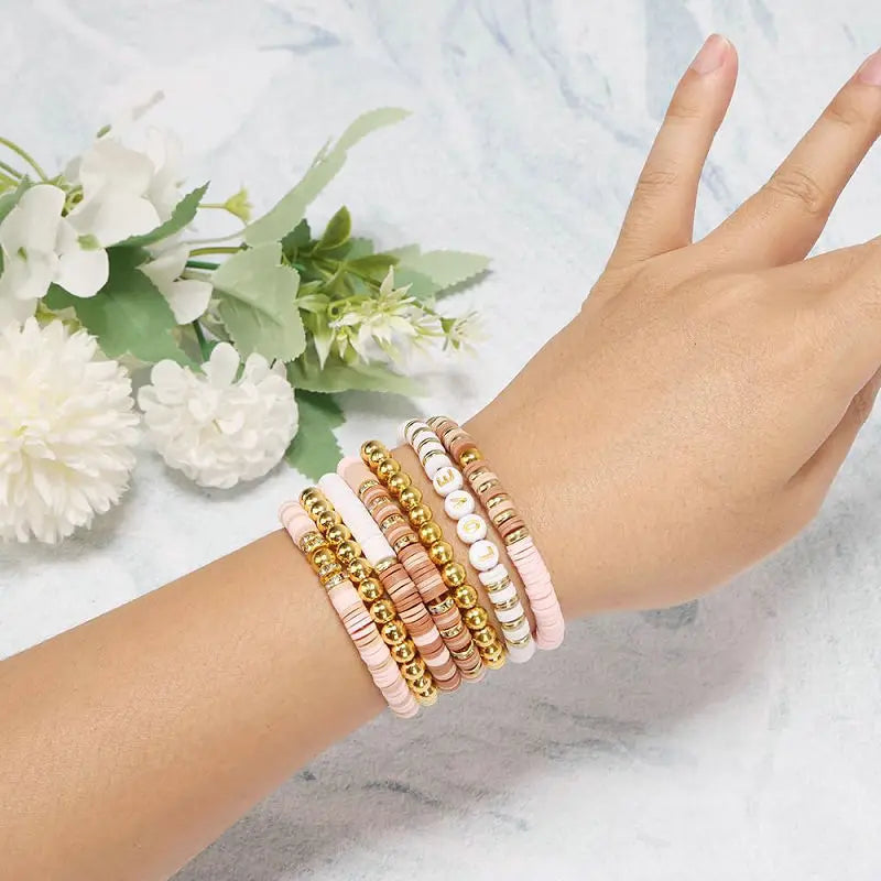 DIY Clay Beads Bracelet Making Kit Golden Letters