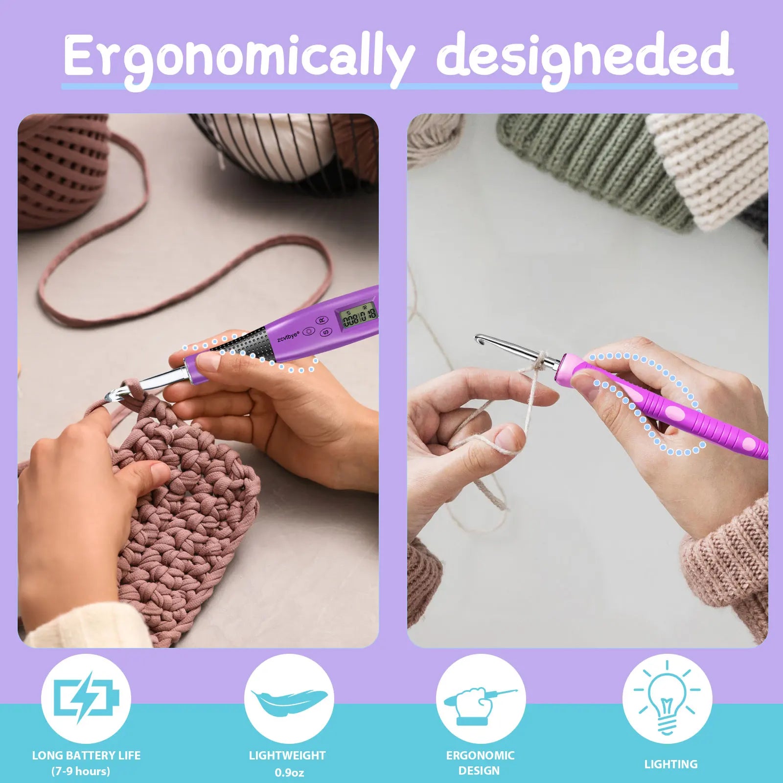 24 Piece Crochet Hook Set with LED Counter