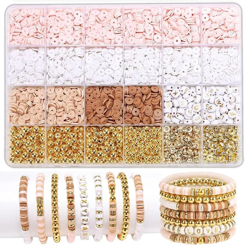 DIY Clay Beads Bracelet Making Kit Golden Letters