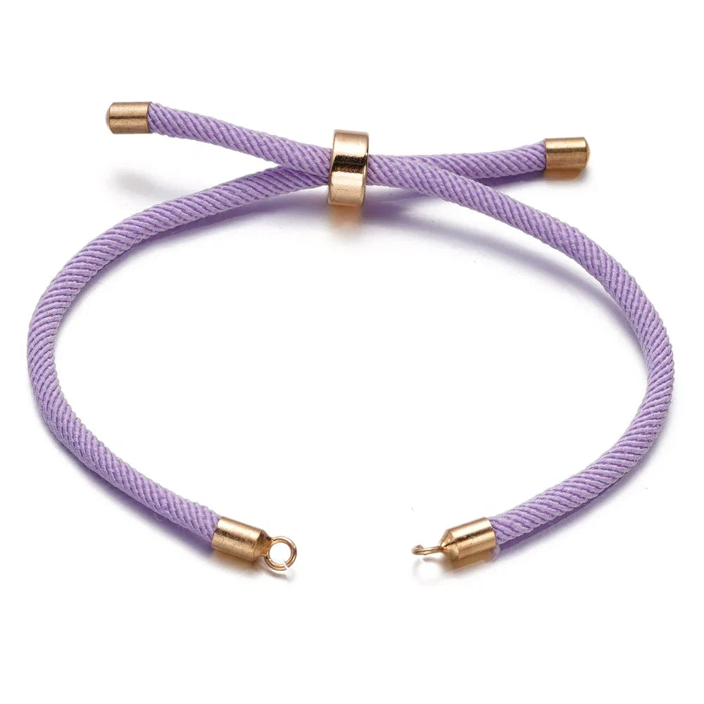 1pc Adjustable Nylon Braided Twisted Cords Slider Friendship Bracelets with Brass Cord End for Jewelry Making DIY Findings