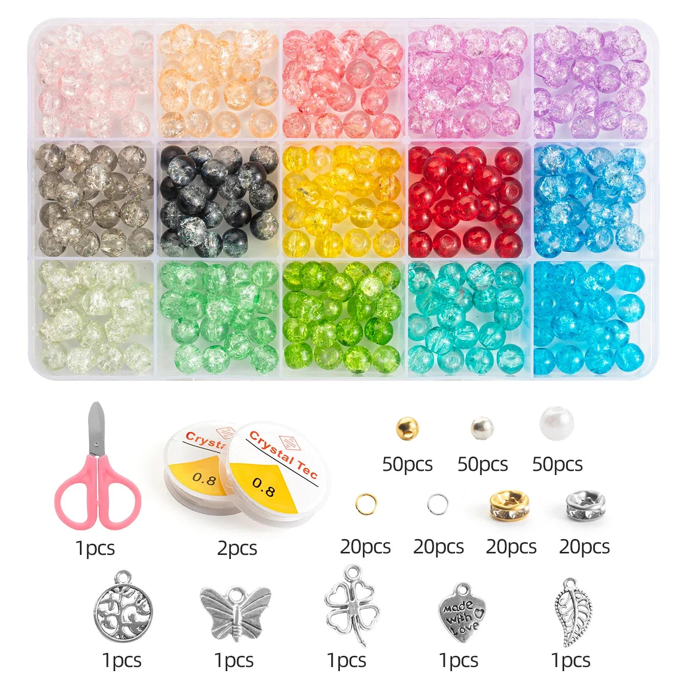 28 Color Glass Beads Bracelet Making Kit
