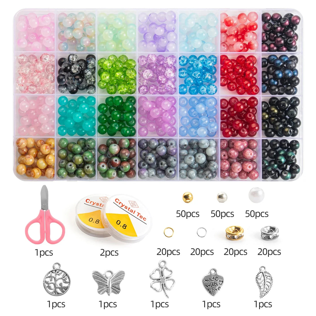 28 Color Glass Beads Bracelet Making Kit