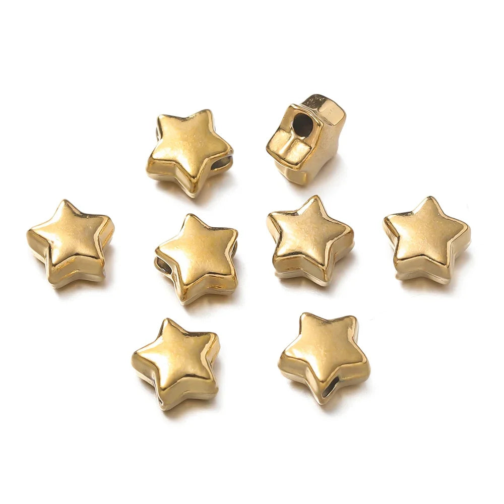 10 Piece Gold Stainless Steel Spacer Beads
