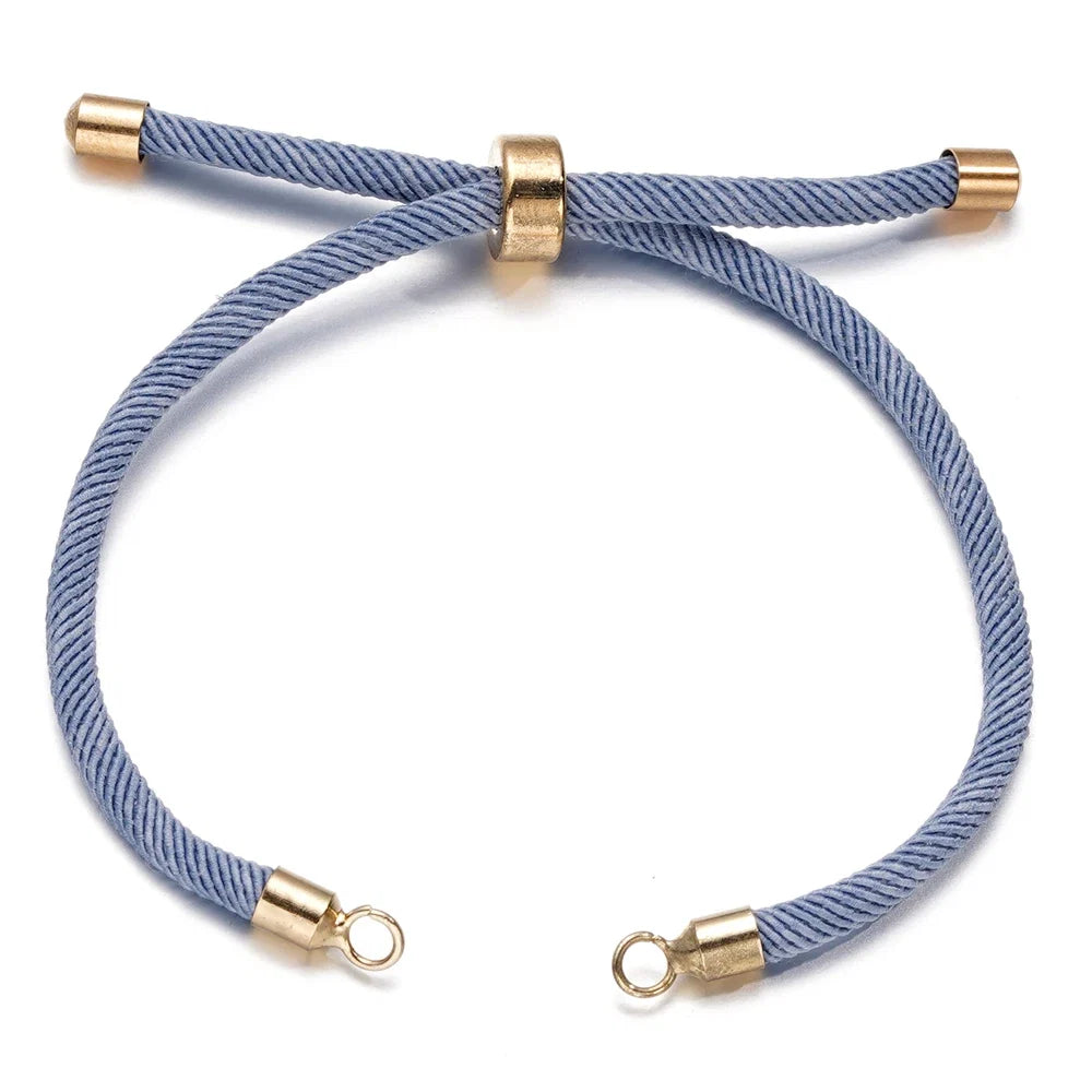 1pc Adjustable Nylon Braided Twisted Cords Slider Friendship Bracelets with Brass Cord End for Jewelry Making DIY Findings