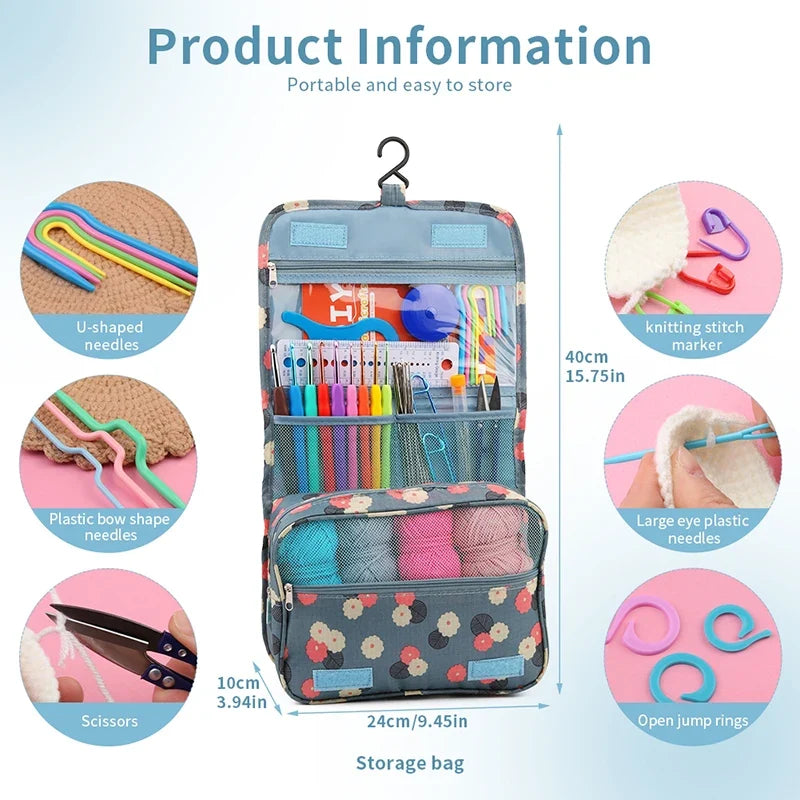 Crochet Hook Set with Needles Markers Bag