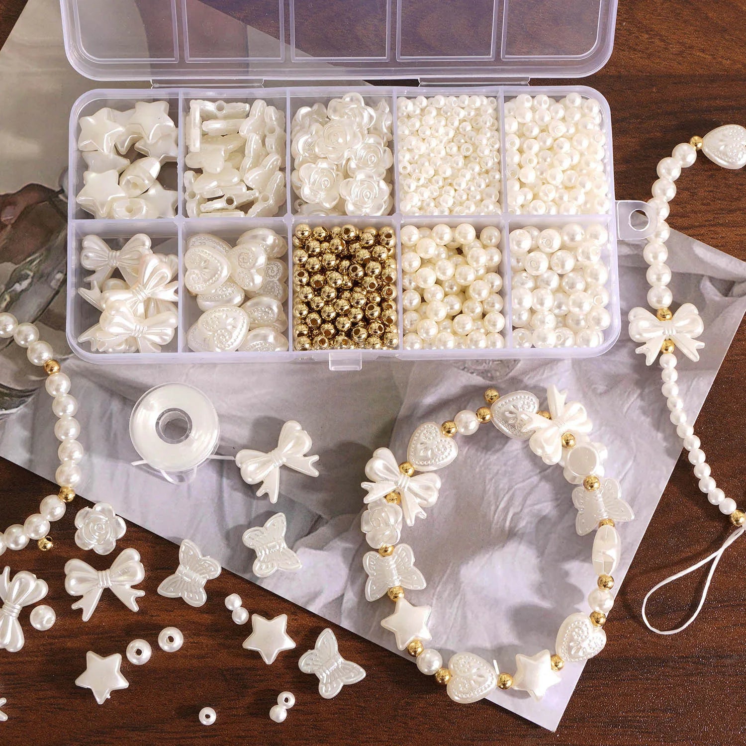 800 Piece Faux Pearl Beading Kit Jewelry Making
