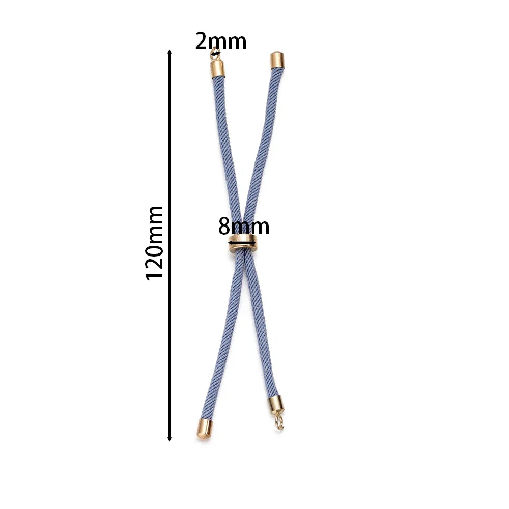 1pc Adjustable Nylon Braided Twisted Cords Slider Friendship Bracelets with Brass Cord End for Jewelry Making DIY Findings