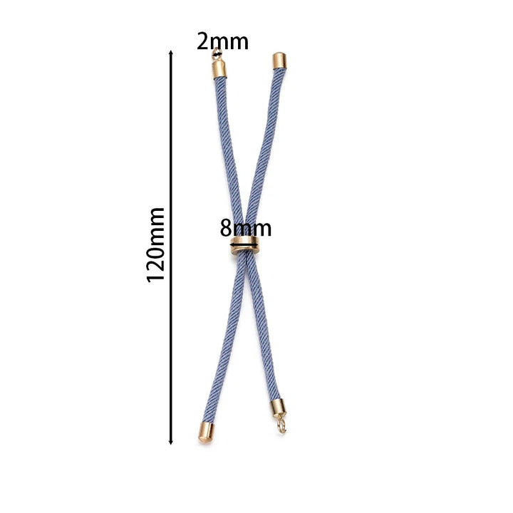 1pc Adjustable Nylon Braided Twisted Cords Slider Friendship Bracelets with Brass Cord End for Jewelry Making DIY Findings