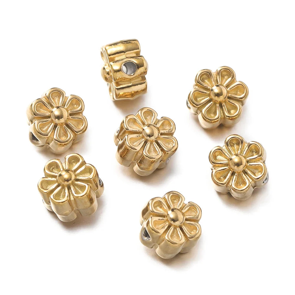 10 Piece Gold Stainless Steel Spacer Beads