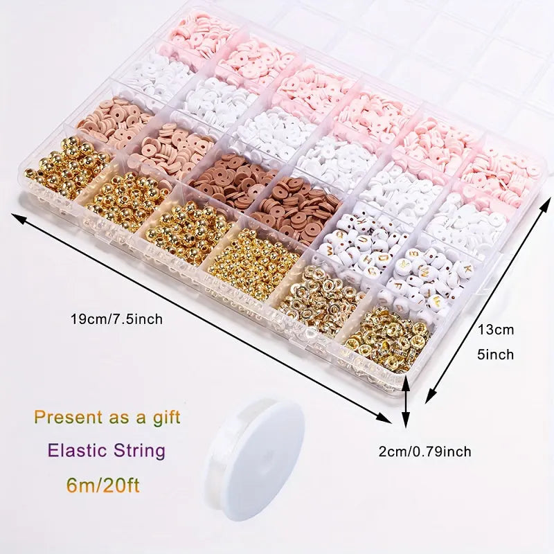DIY Clay Beads Bracelet Making Kit Golden Letters