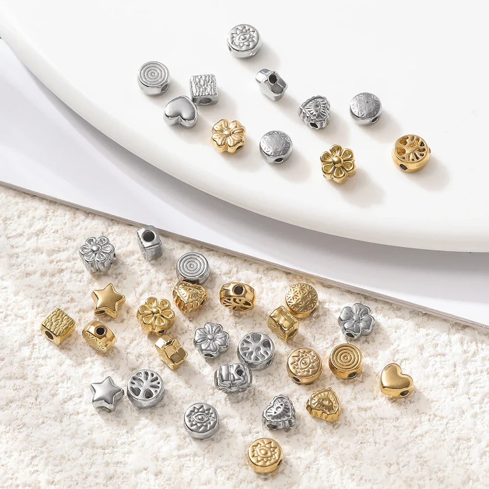 10 Piece Gold Stainless Steel Spacer Beads