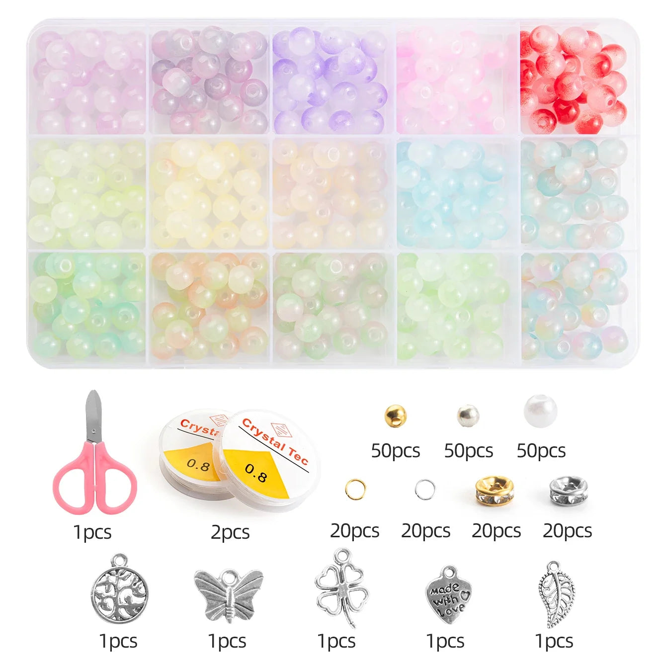 28 Color Glass Beads Bracelet Making Kit