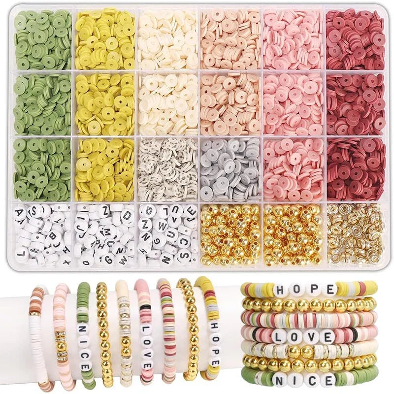 DIY Clay Beads Bracelet Making Kit Golden Letters