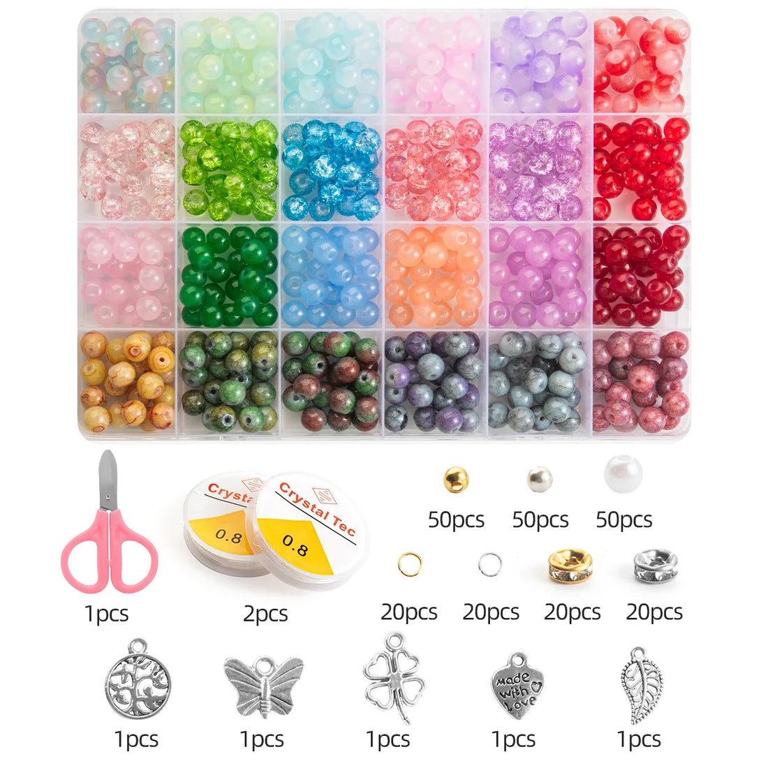 28 Color Glass Beads Bracelet Making Kit