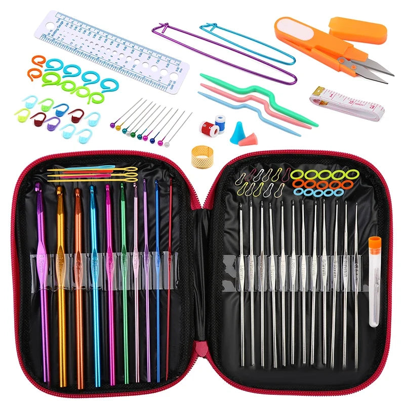 Crochet Hook Set with Needles Markers Bag