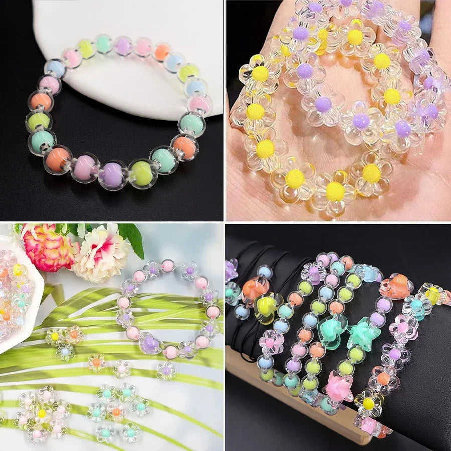 24 Grid Acrylic Beads Kit Heart Star Flower