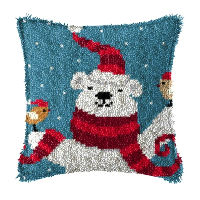 DIY Latch Hook Rug Kits Snowman Santa Claus Hat Embroidery Cushion Pillow Cover