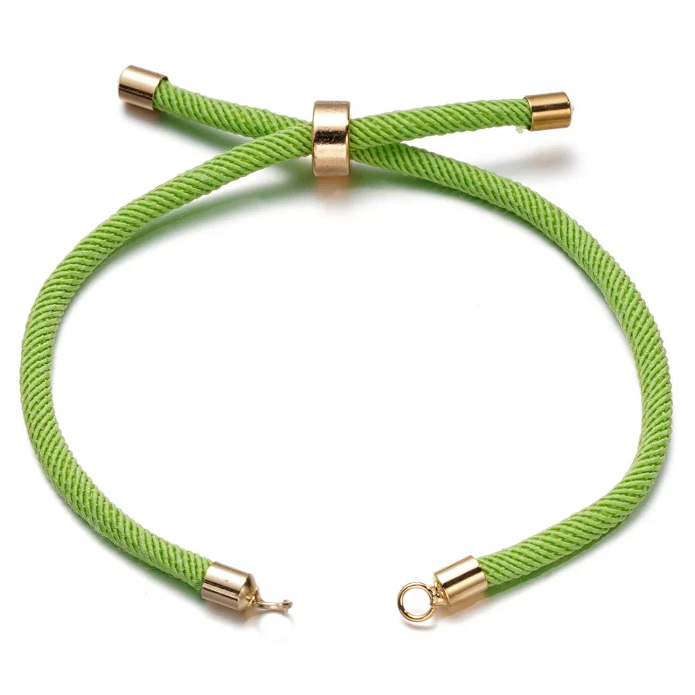 1pc Adjustable Nylon Braided Twisted Cords Slider Friendship Bracelets with Brass Cord End for Jewelry Making DIY Findings
