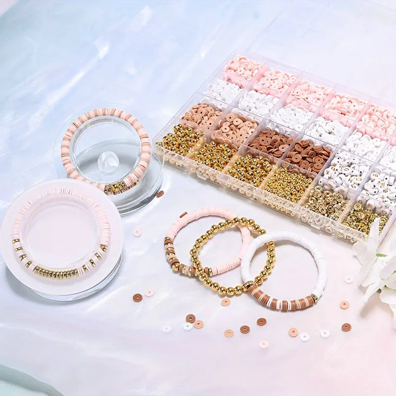 DIY Clay Beads Bracelet Making Kit Golden Letters