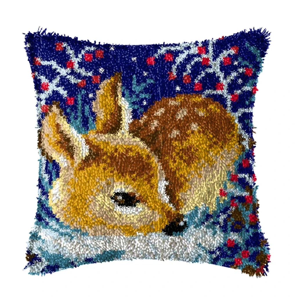 DIY Latch Hook Rug Kits Snowman Santa Claus Hat Embroidery Cushion Pillow Cover
