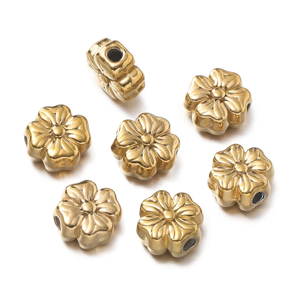 10 Piece Gold Stainless Steel Spacer Beads