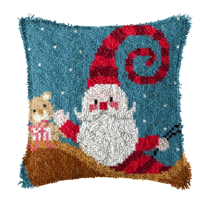 DIY Latch Hook Rug Kits Snowman Santa Claus Hat Embroidery Cushion Pillow Cover