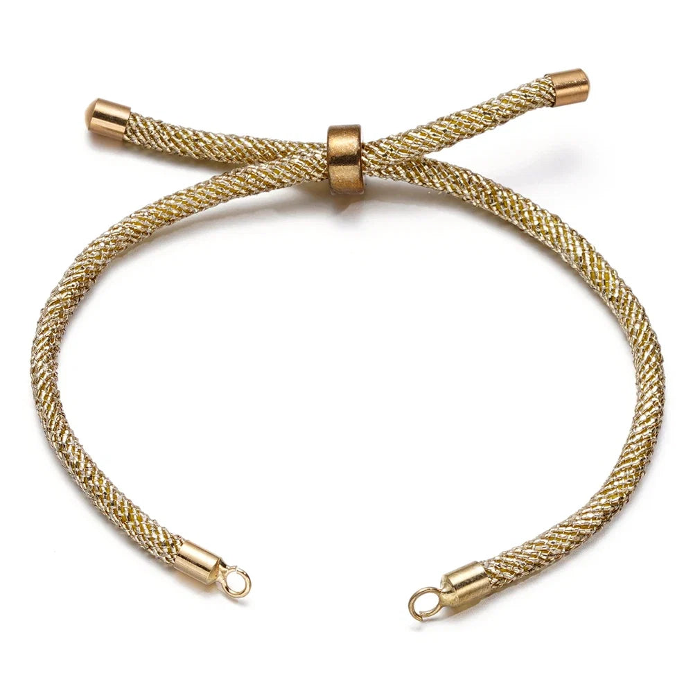 1pc Adjustable Nylon Braided Twisted Cords Slider Friendship Bracelets with Brass Cord End for Jewelry Making DIY Findings