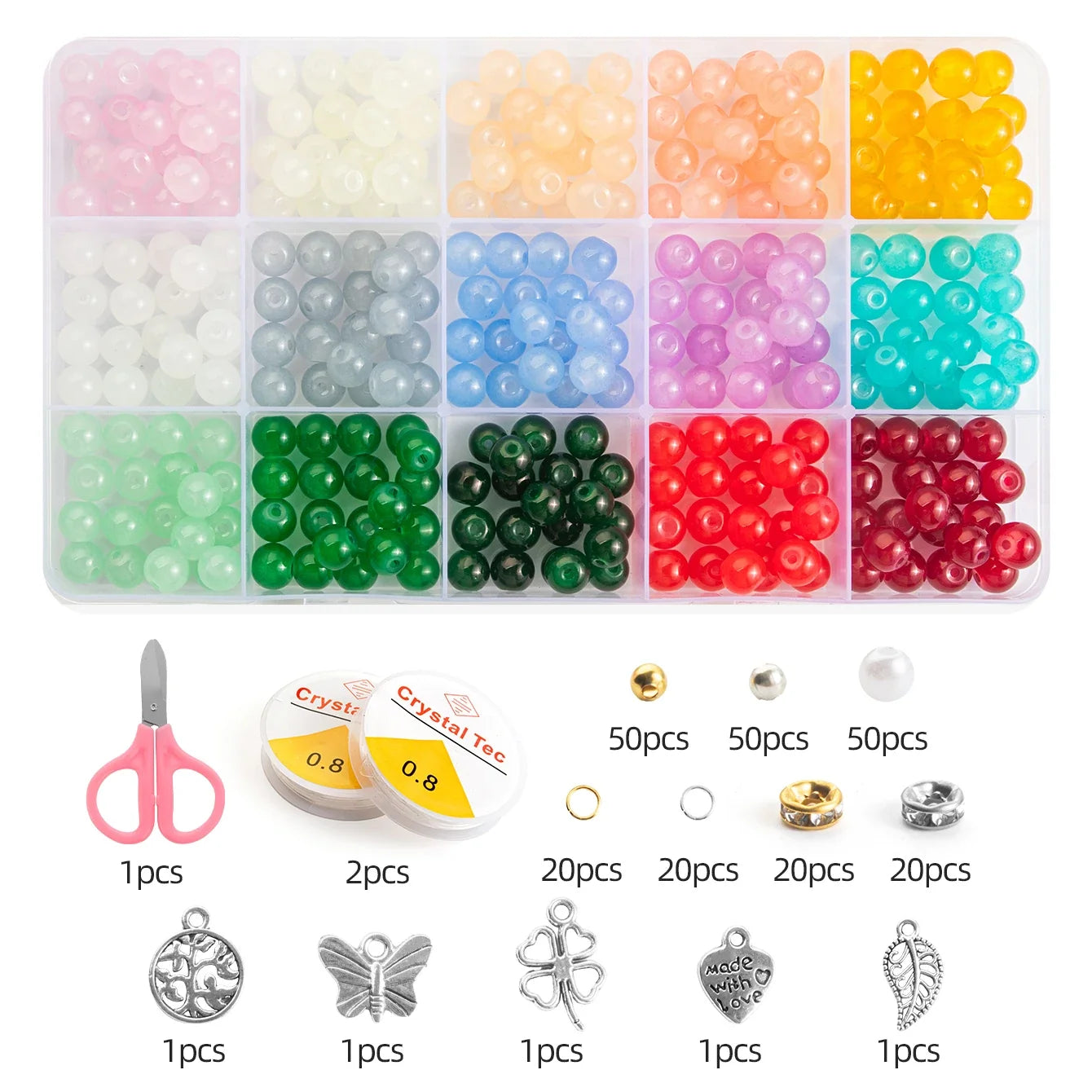 28 Color Glass Beads Bracelet Making Kit