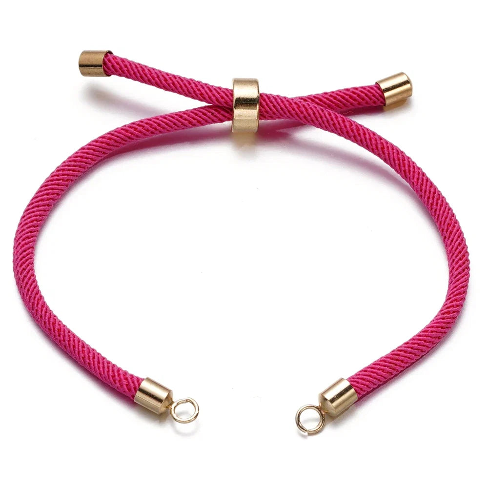 1pc Adjustable Nylon Braided Twisted Cords Slider Friendship Bracelets with Brass Cord End for Jewelry Making DIY Findings